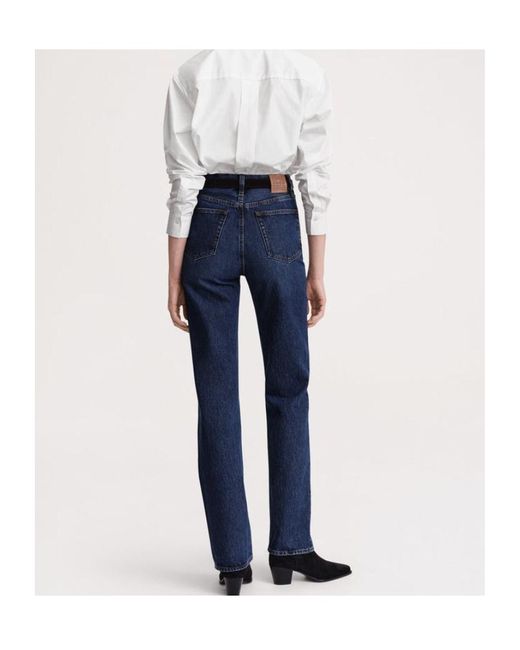 Totême  Blue Totême Logo Patch High-Waisted Jeans