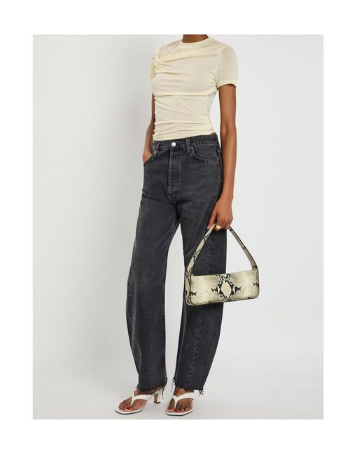 Agolde White Pleated Detail T-Shirt
