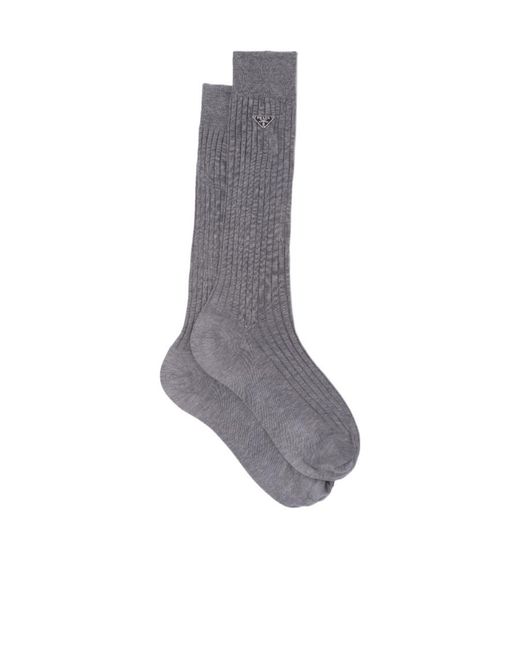 Prada Gray Cotton Socks