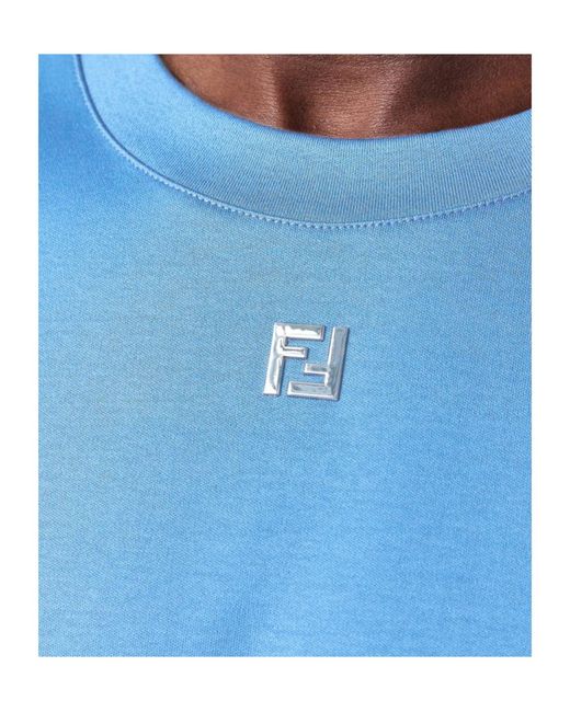 Fendi Blue Metal Ff Tee for men
