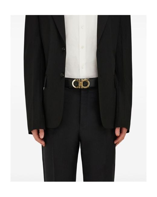 Ferragamo White Ferragamo Gancini Reversible Belt for men