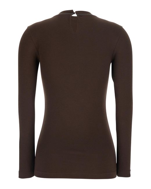 Brunello Cucinelli Brown Embellished Knitted Jumper