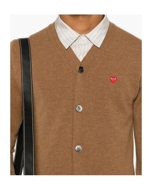 Comme des Garçons Brown Heart-Patch Wool Cardigan for men