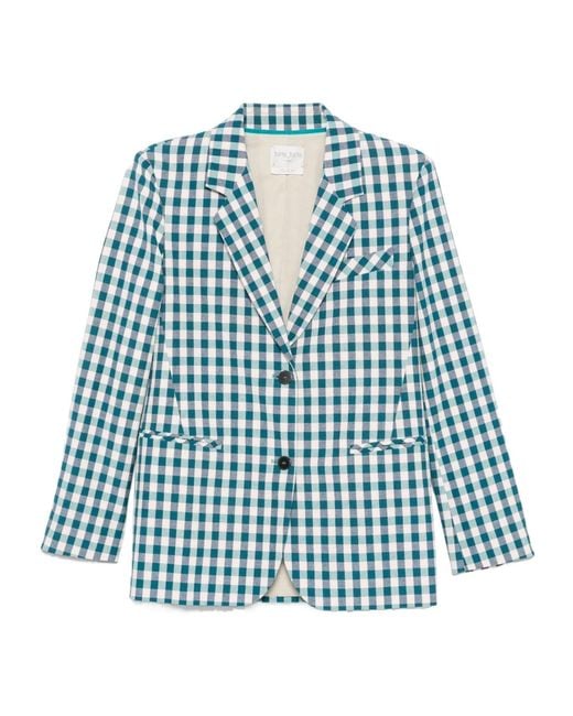Forte_forte Blue Cotton Gingham Oversized Jacket