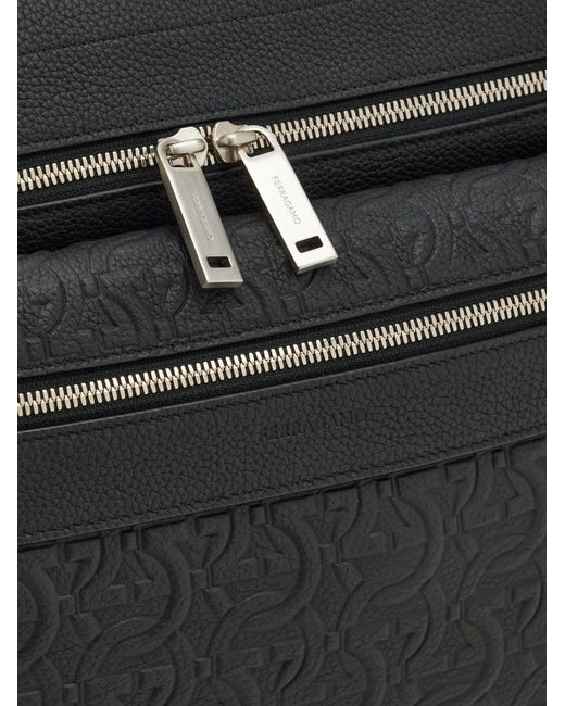 Ferragamo Black Embossed Satchel for men