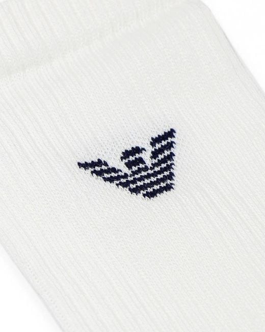 Emporio Armani White Logo Knitted Socks for men