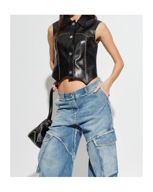 Versace Black Stud-Embellished Button-Up Gilet