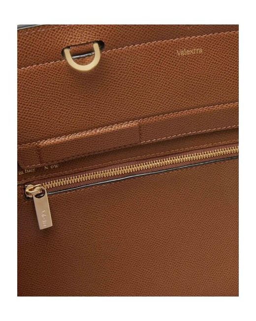 Valextra Brown Milano Medium Top Handle Bag