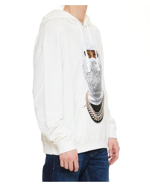 Ih Nom Uh Nit White Graphic Printed Drawstring Hoodie for men