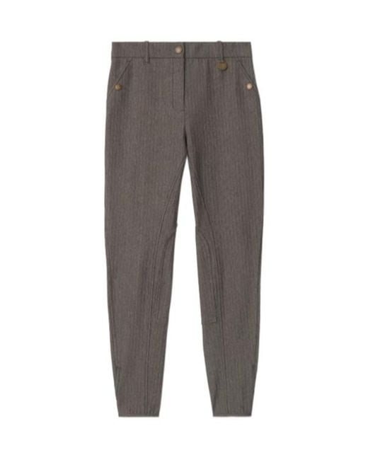 Burberry Gray Herringbone Tapered Stretch Trousers