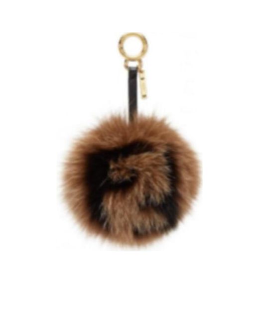 Fendi Brown Pompom Pendant Keychain