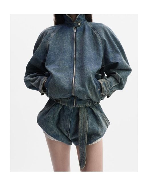 Magda Butrym Blue Zip-Up Denim Jacket