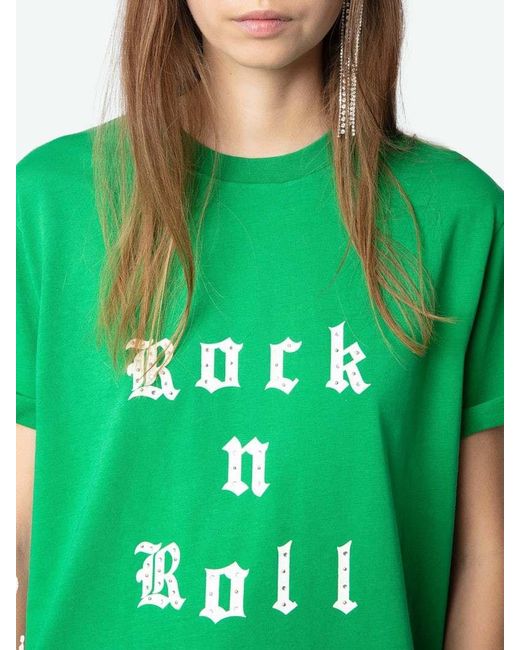 Zadig & Voltaire Green Edwin Rock And Roll T-Shirt