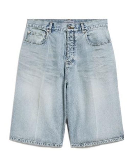Balenciaga Blue Denim Stay Press Shorts for men