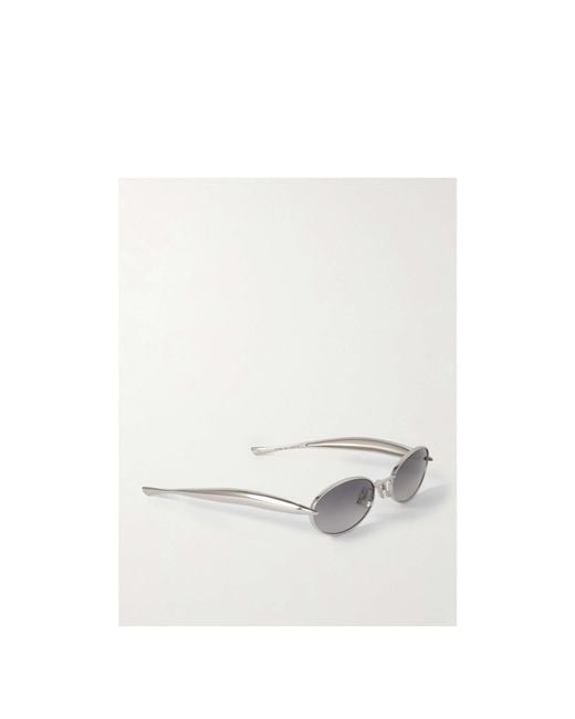 Bottega Veneta White Eyewear Oval Frame Sunglasses for men