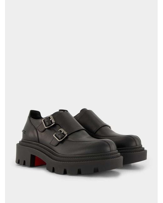 Christian Louboutin Black Antonina College Double Buckle Loafers