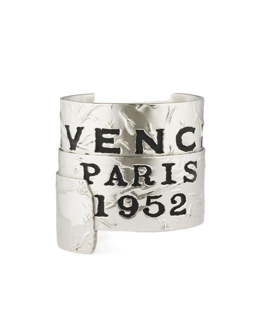 Givenchy White Paris 1952 Logo Engraved Tape Bracelet