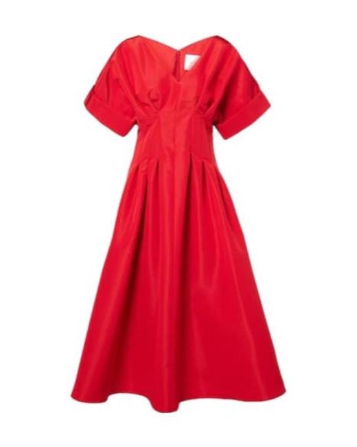 Carolina Herrera Gathered Silk Midi Dress