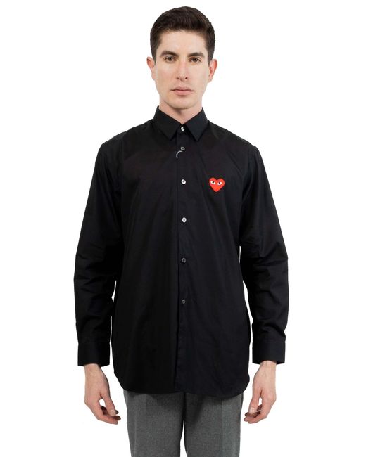COMME DES GARÇONS PLAY Black Heart-Patch Cotton Shirt for men