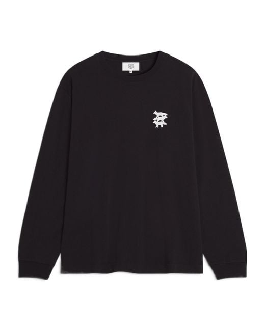Maison Kitsuné Black Maison Kitsuné Stunt Fox Long Sleeved T-Shirt for men