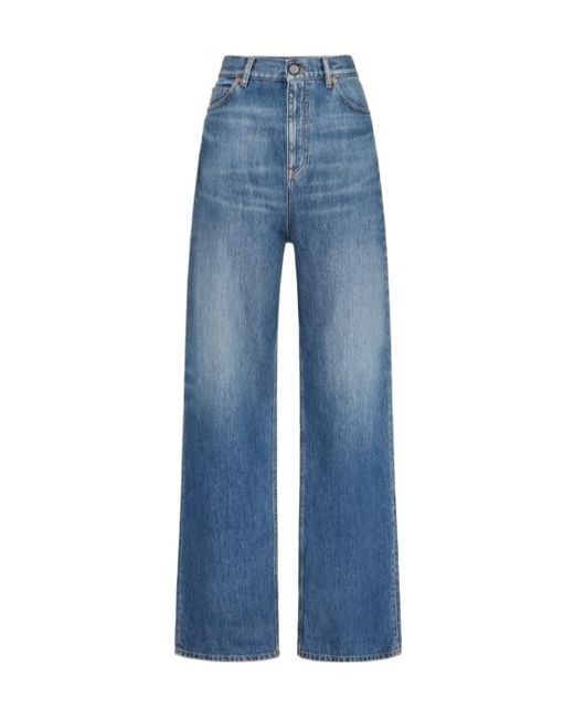 Valentino Blue Logo Patch Straight Leg Jeans
