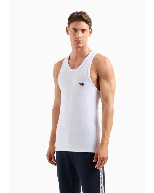 Emporio Armani White Eagle Label Patch Vest for men