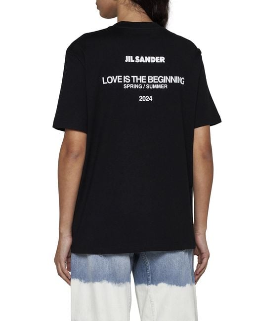 Jil Sander Black Logo Printed Crewneck T-Shirt