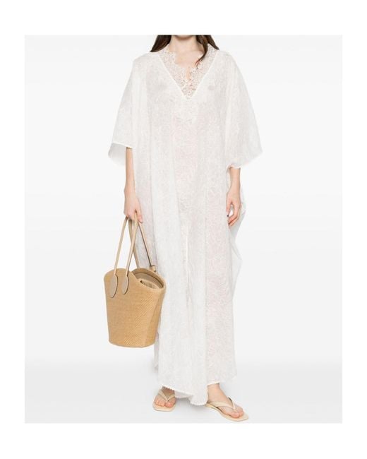 Ermanno Scervino White V-Neck Kaftan