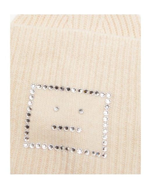 Acne Natural Embellished Face Beanie Hat for men