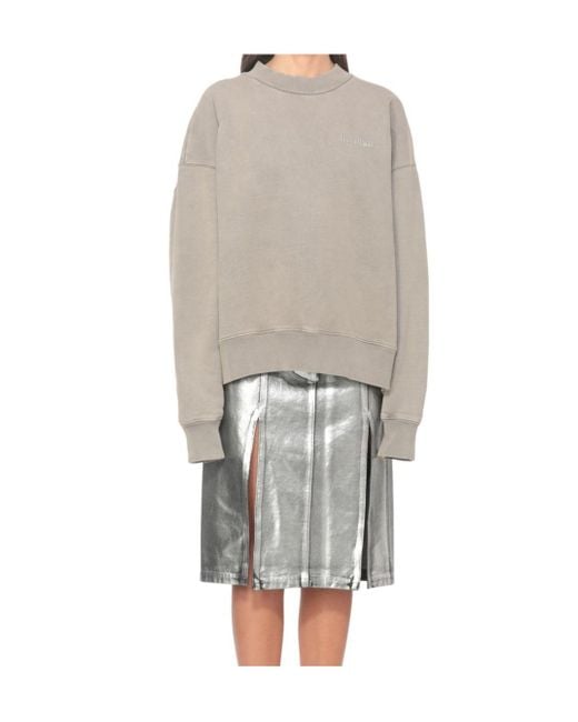 The Attico Gray The Logo Detailed Crewneck Sweatshirt