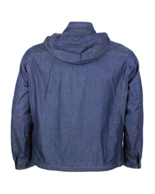 Moorer Blue Long-Sleeved Hooded Jacket for men