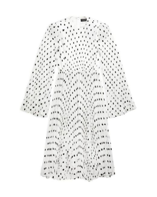 Balenciaga White Polka Dots Printed Pleated Dress
