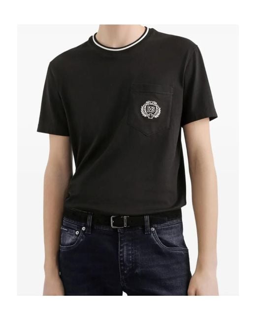 Dolce & Gabbana Black T-Shirt With Pocket for men