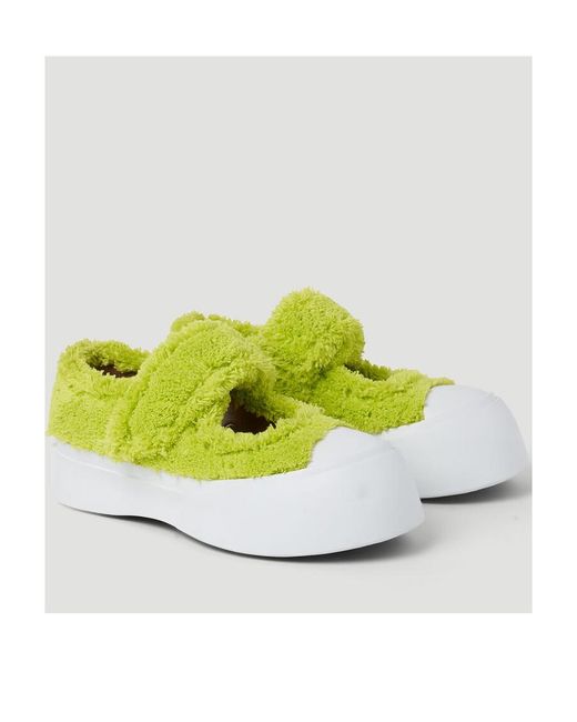 Marni Yellow Pablo Furry Mary Janes Flat Shoes