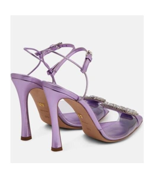 Giambattista Valli Purple Embellished Leather And Pvc Pumps