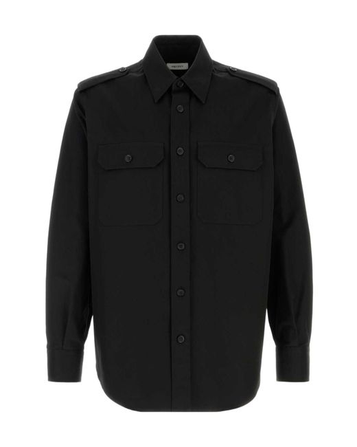 McQueen Black Long Sleeved Buttoned Shirt for men