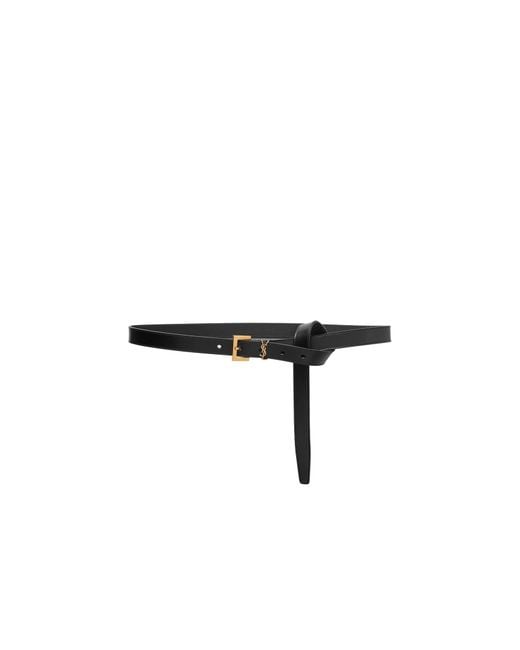 Saint Laurent White Cassandre Thin Belt