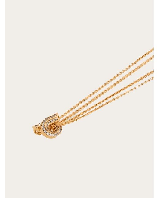 Ferragamo White Ferragamo Gancini Pendant Necklace