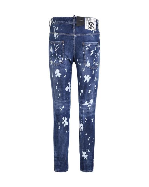 DSquared² Blue Paint Splatter Effect Distressed Jeans for men