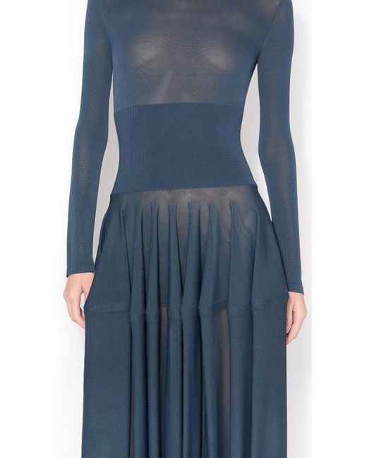 Alaïa Blue Peplum Viscose Dress