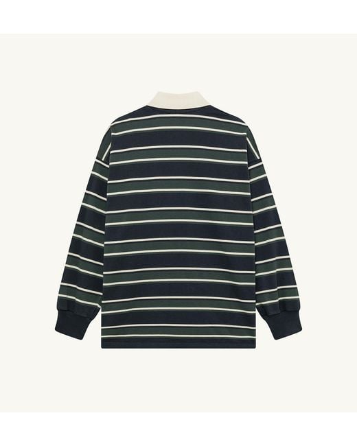 Autry Black Striped Long-Sleeve Polo Shirt for men