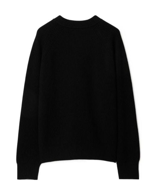Burberry Black Zip-Detailed Crewneck Knitted Jumper for men