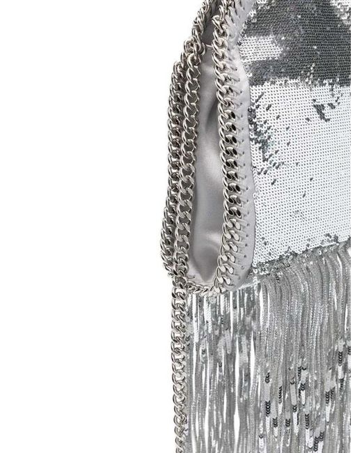 Stella McCartney Gray Mini Falabella Fringed Tote Bag