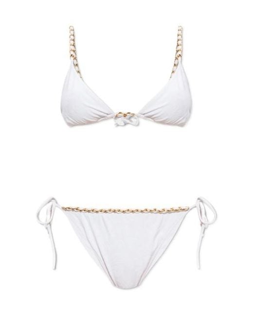 Balmain White Chain-Embellished Bikini