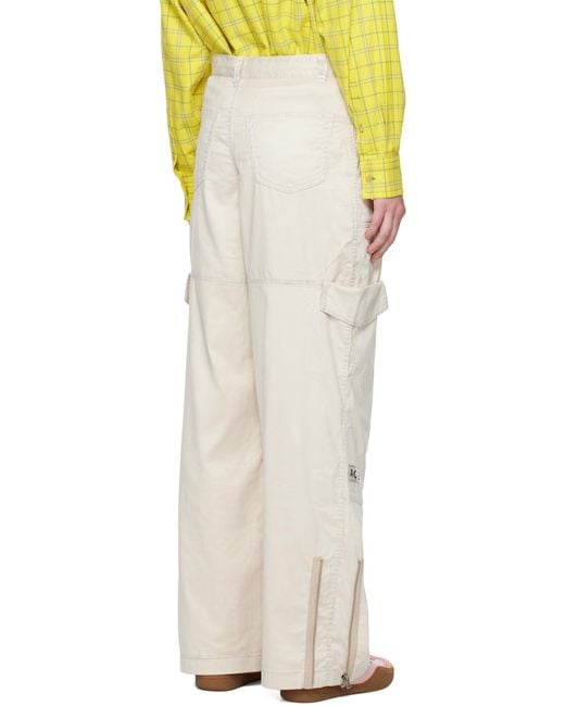 Acne Natural Logo Patch Cargo Trousers for men