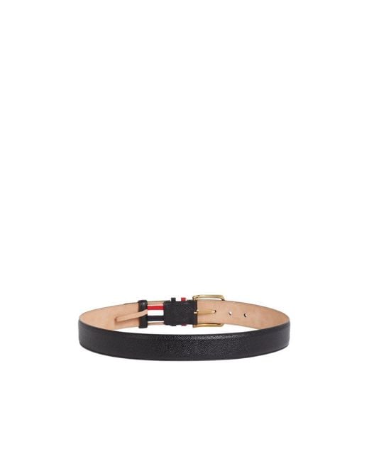 Thom Browne White Striped Buckle Belt for men