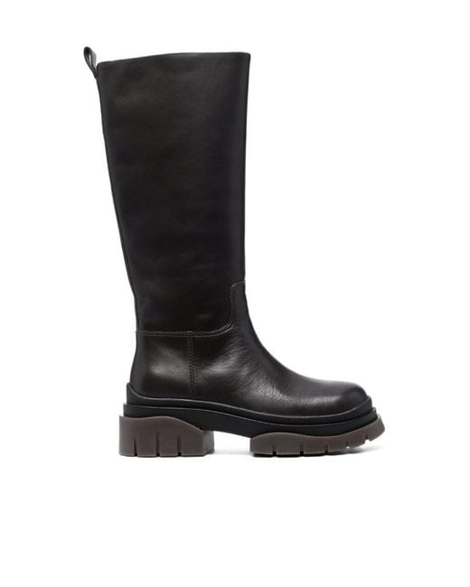 Ash Black Supremium 60Mm Knee Length Leather Boots