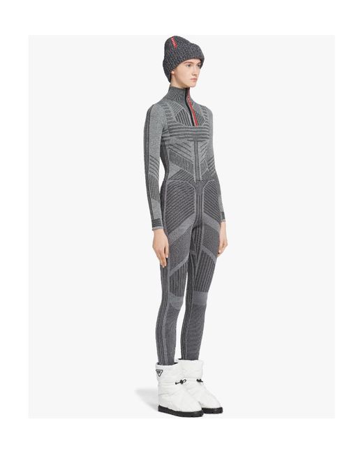 Prada Gray Tech Rec Nylon Piqué Leggings
