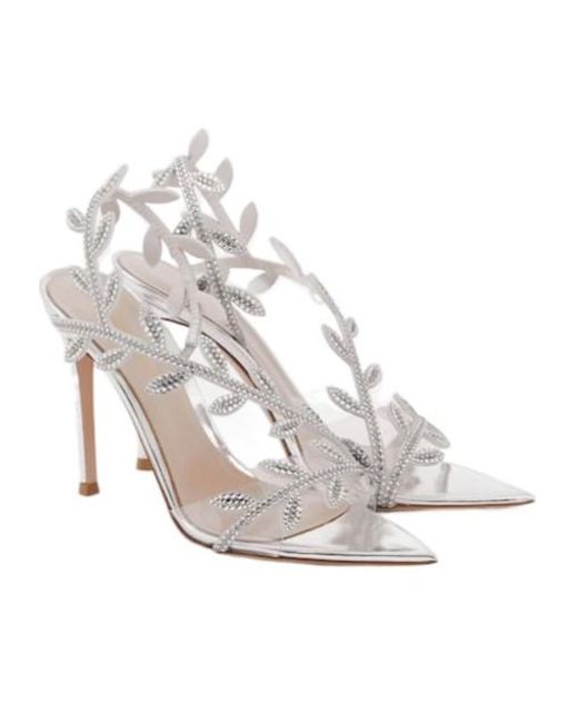 Gianvito Rossi White Pointed Toe Leather Sandals