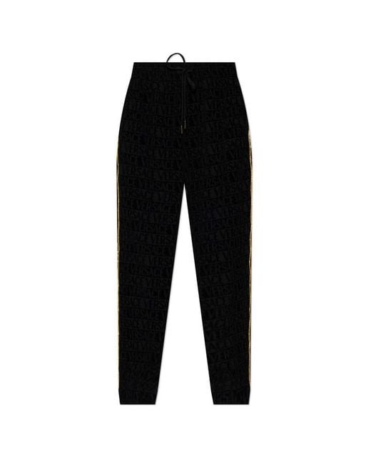 Versace Black Strap-Up Casual Pants for men